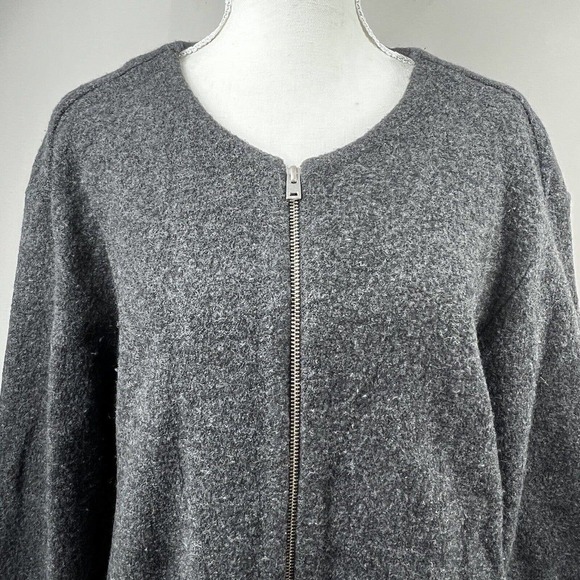 Aritzia Wilfred Gray Banville Cardigan Jacket Sz M 100% Merino Wool - Picture 2 of 10